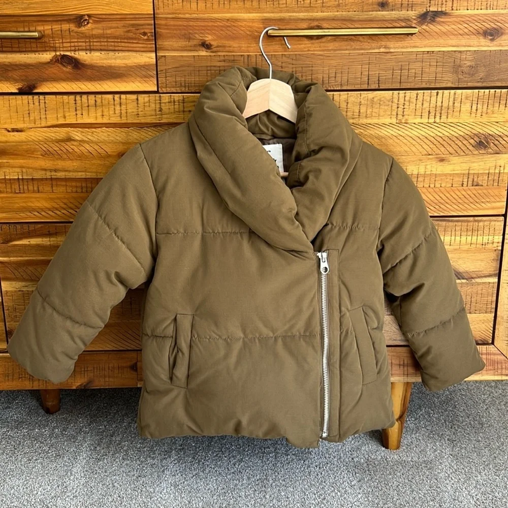ZARA Girls Asymmetric Zip Oversized Puffer Jacket